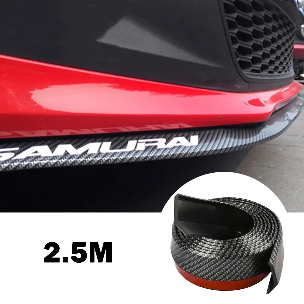 

Car Front Bumper Lip Carbon Fiber Rubber Universal Protector Bumper Lip Strip Spoiler Side Skirt Rubber Anti Scratch Protector