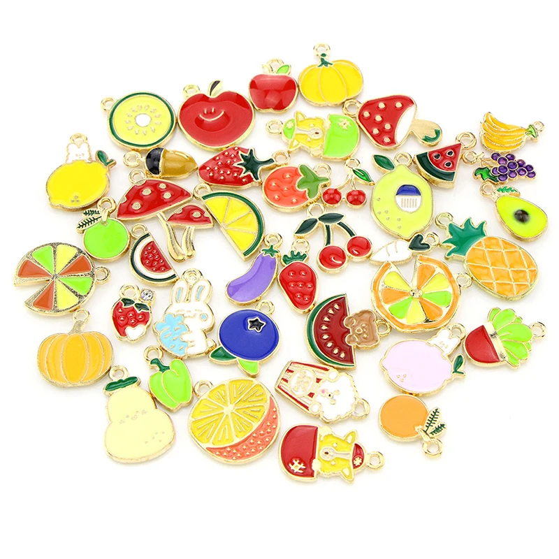 10/20/30/40pcs Mix Enamel Charms For Jewelry Making Supplies Handmade Women Men Accessories Drop Oil Pendant Charm Components