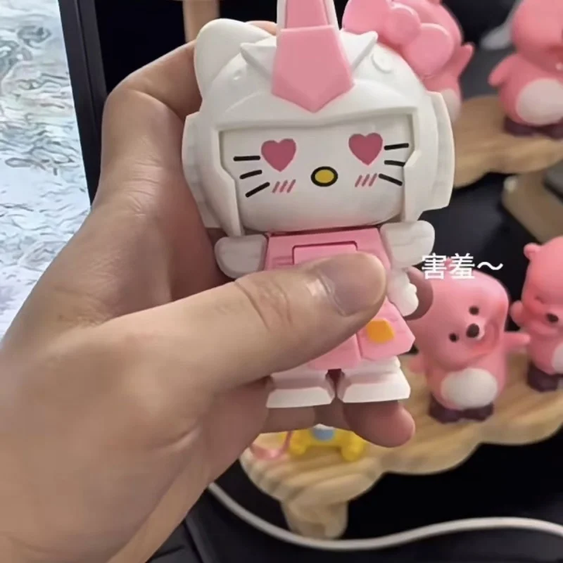 Hello Kitty Mecha Cat Face Changing Doll Keychain Pendant Cartoon Cute Decompression Toy Wholesale Women Accessories Wholesele
