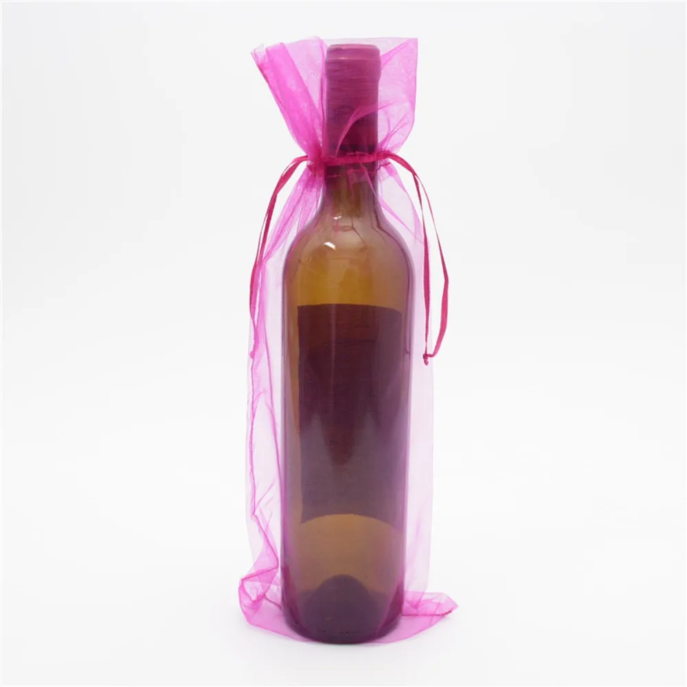 10pcs Premium Drawstring Closure Wine Bottle Bags Mesh Versatile Drawstring Gift Bags DIY Champagne Wrapping Pouches Packaging
