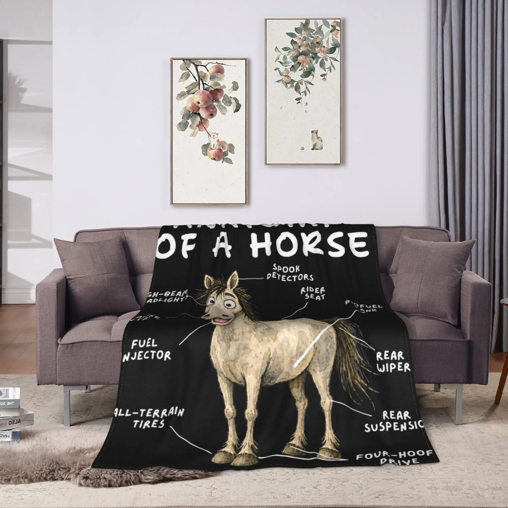 Funny Horse Anatomy Equestrian Stable Life Humor Blankets Quality Warm  Bedding Throws Girls Boys Home Decor Fluffy Bedspread
