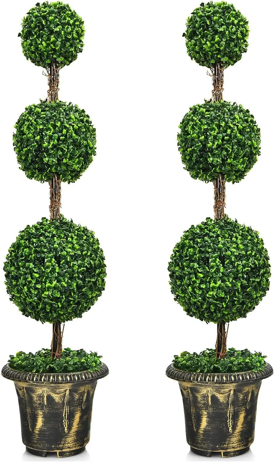 

Топиарийное дерево из искусственного самшита, 4 фута, 2 шт., шариковое дерево с искусственными зелеными растениями для внутреннего или наружного использования