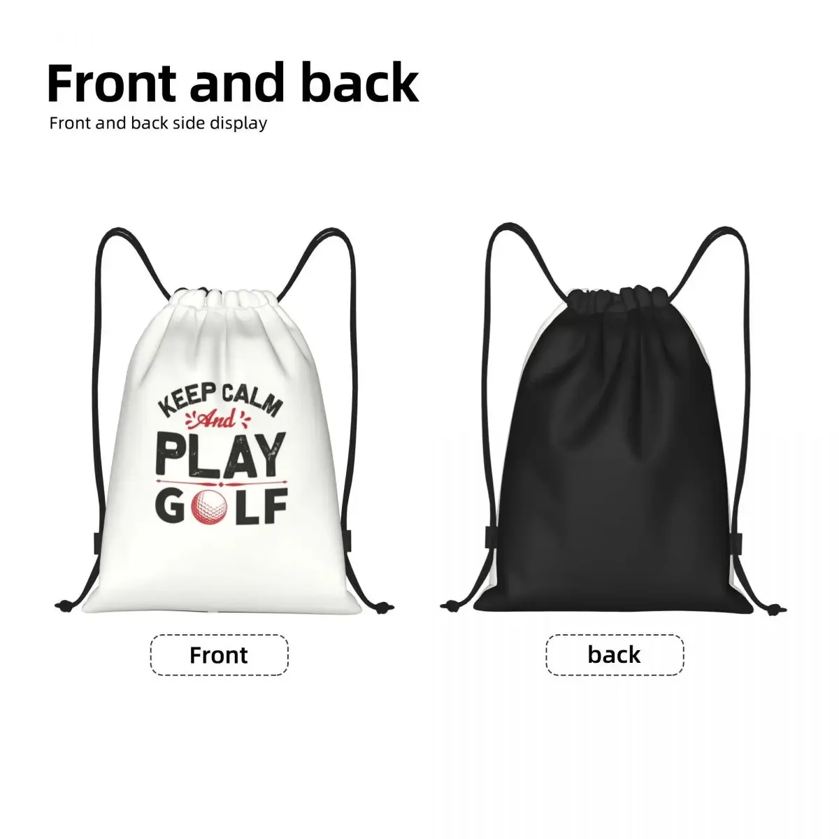 Custom Keep Calm And Play Golf Drawstring Bag for Training Yoga Backpacks Women Men Golfer Golfing Sport Sports Gym Sackpack