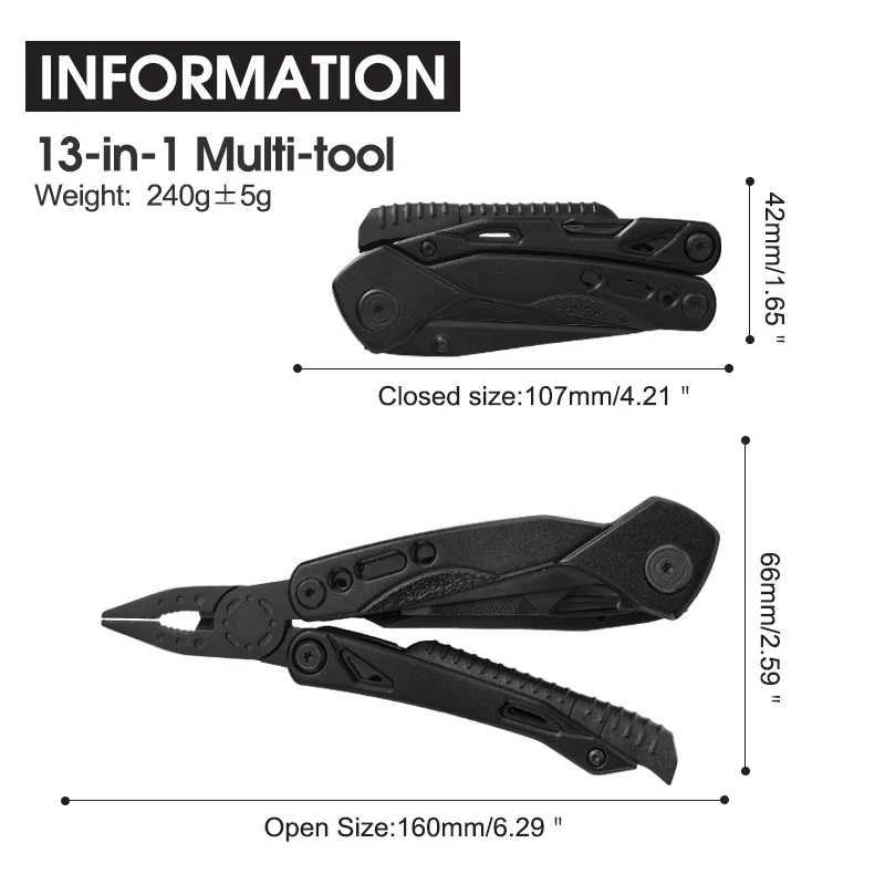 Professional Portable Multitool Foldable Flintstone Pliers with Scissors Screwdriver EDC Tools for Camping Outdoor Activities