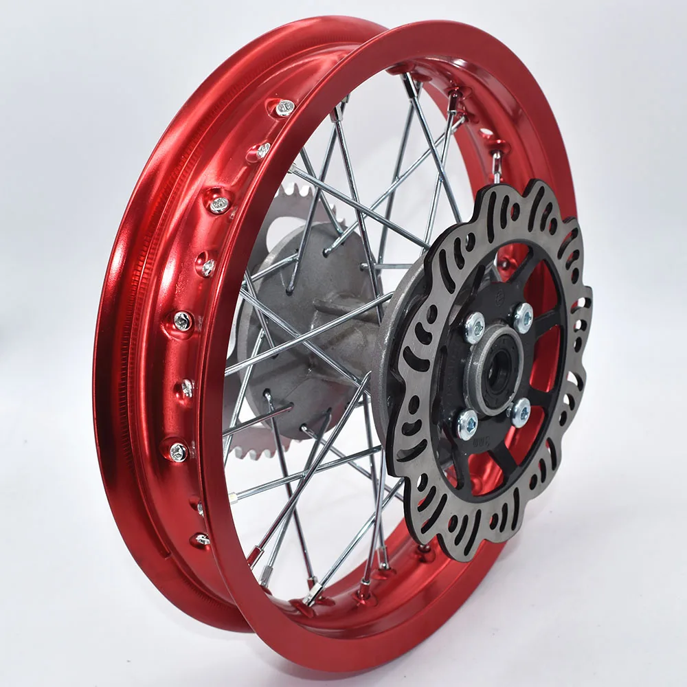 1.85 -12inch Rear aluminum A Style Disc Plate Wheel Rims Hub with brake disc Sprocket  For CRF50 APOLLO 110 Kayo Dirt Pit Bike