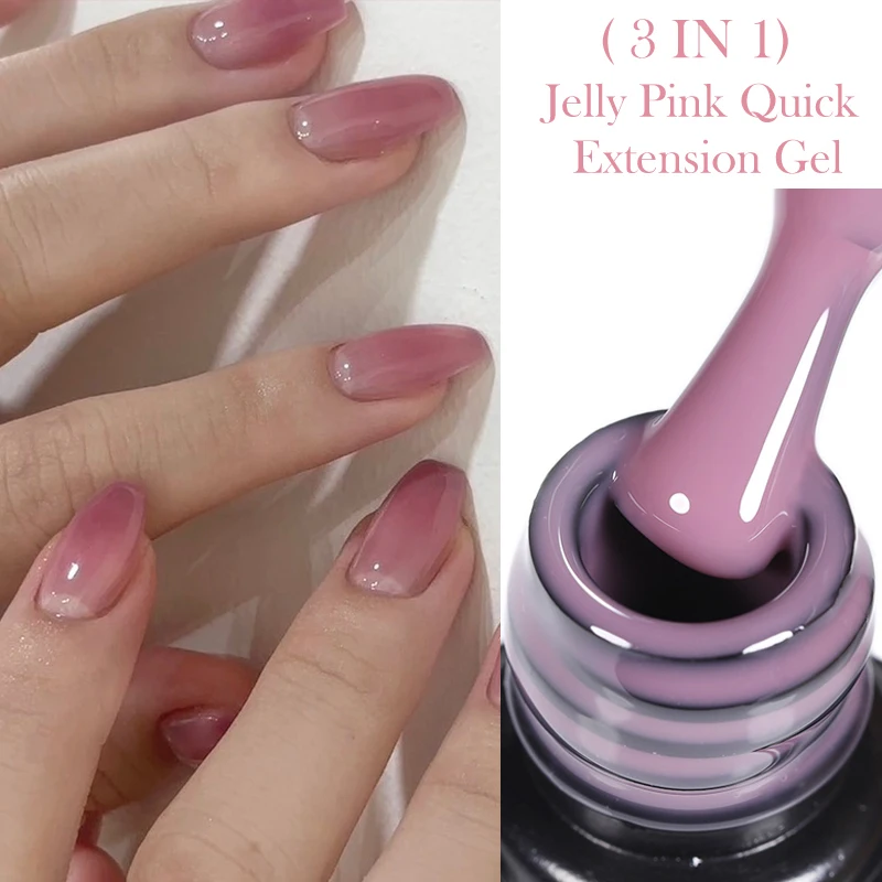 LILYCUTE 7ML Jelly Pink Quick Extension Nail Gel Polish Clear Nude Finger Prolong Self-Leveling Construction UV Rubber Base Gel