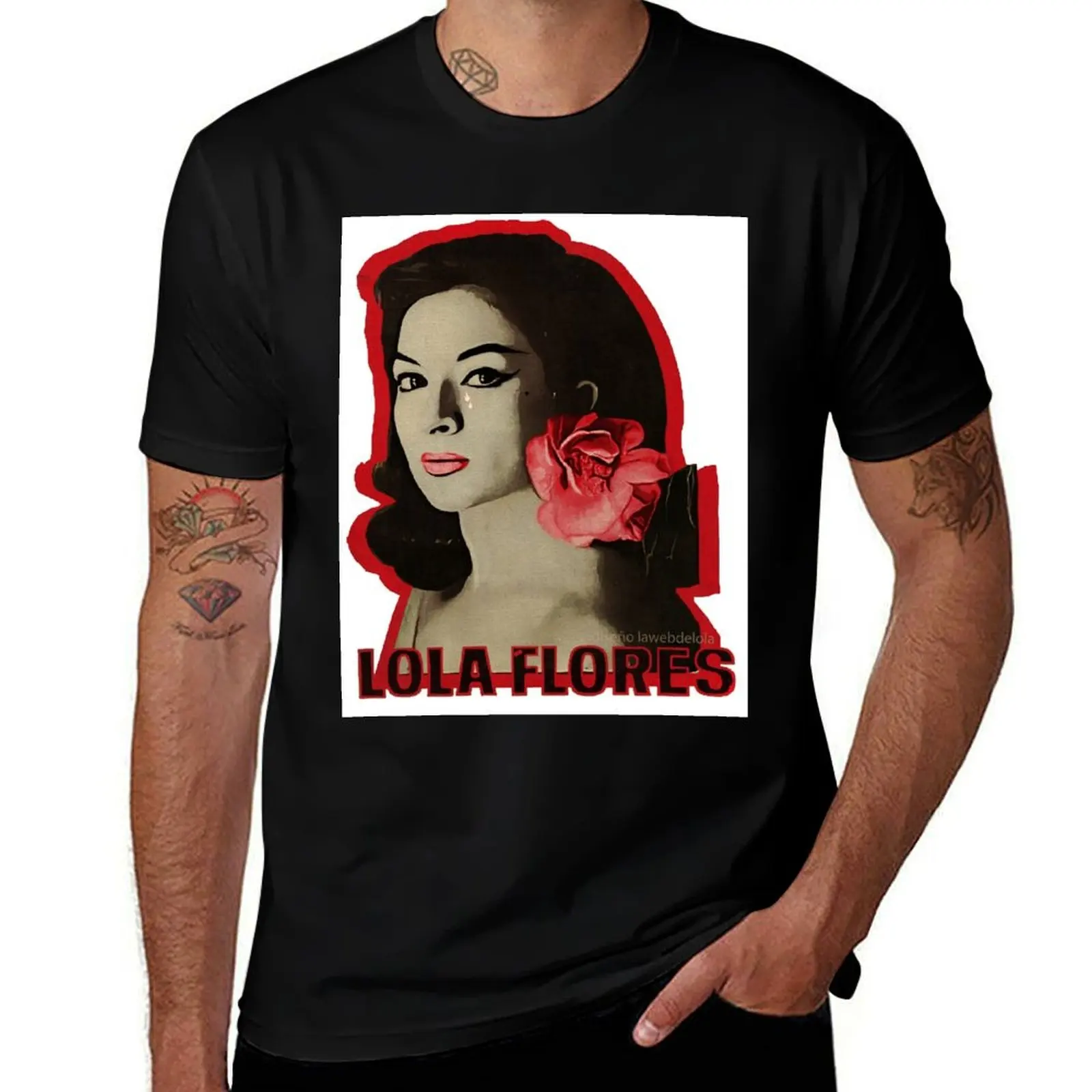 Lola Flores Red Flower T-Shirt Athletic Quick Dry for Men T-Shirt