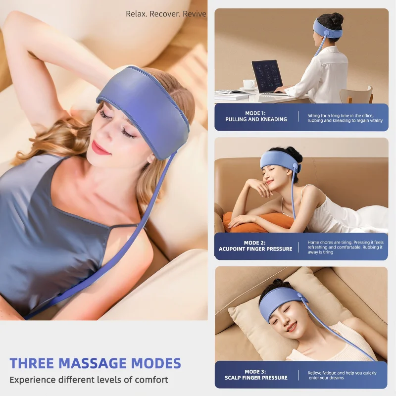 

Electric Sleep Aid Head Massager Airbag Wrapping Cap Scalp Massage Instrument with Air Compression Relaxation Rechargeable Use