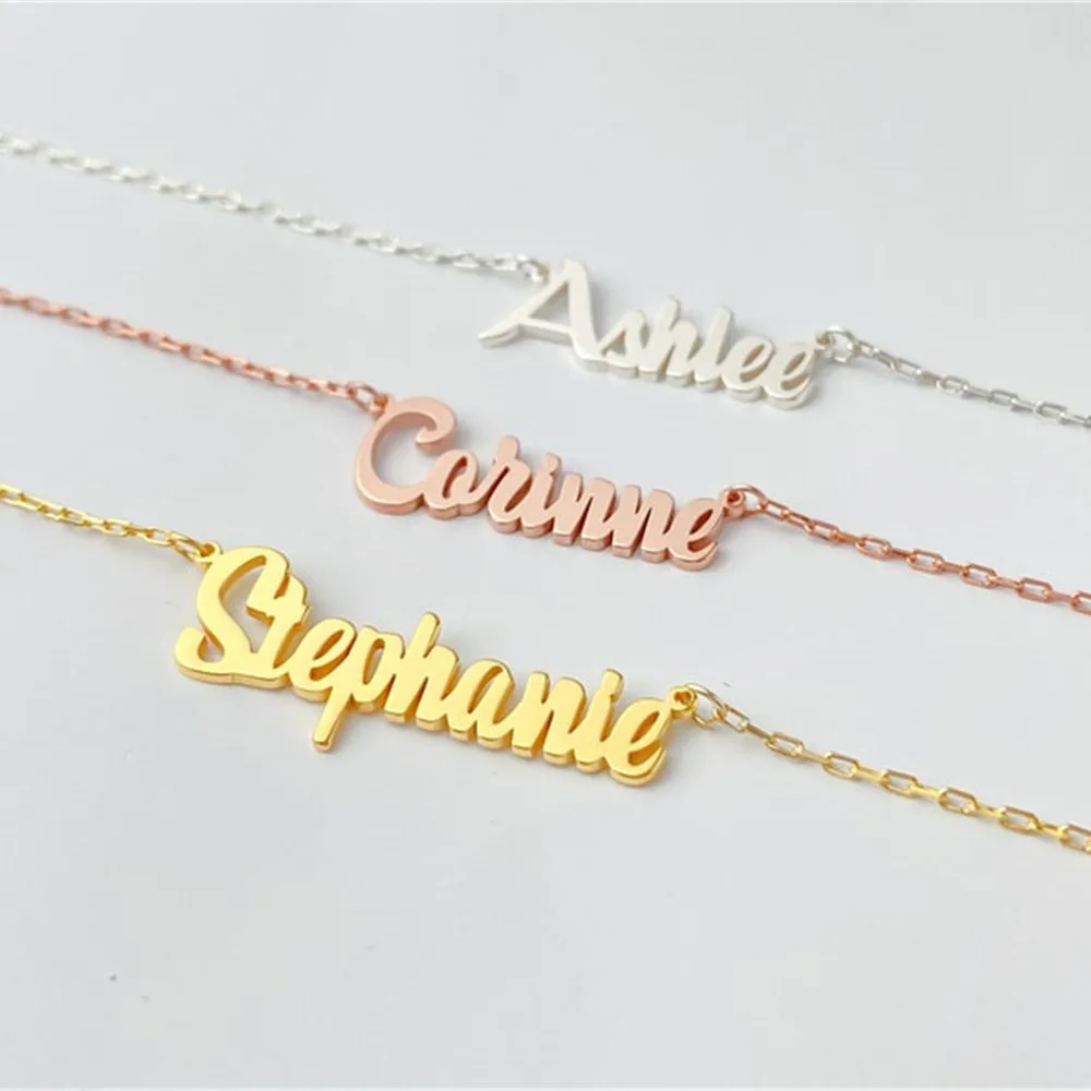 Stainless Steel 3 Names Necklace Custom Kids Multiple Names Necklace Gold Silver Personalized Handwriting Choker for Mom Gift