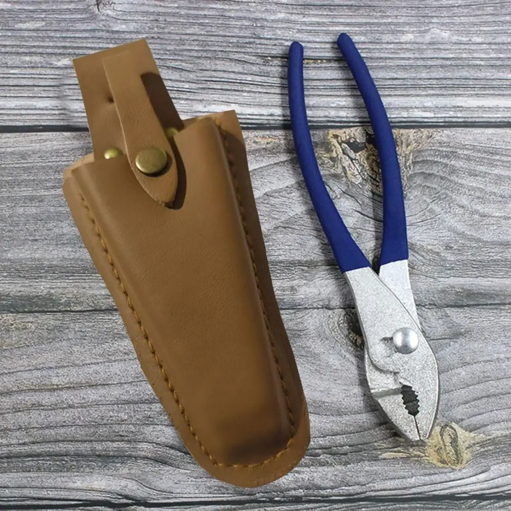 Durable Leather Pruning Tool Bag Portable Buckle Closure Electrician Waist Holder Pliers Storage Pouch Gardening