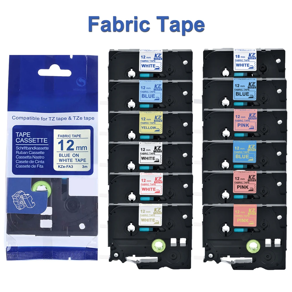 12mm 18mm Fabric Tape Compatible Brother PT H110 Label Tape TZe-FA231 TZe-FA3 Iron-on Label Tapes for PTD400 PTD210 Label Maker