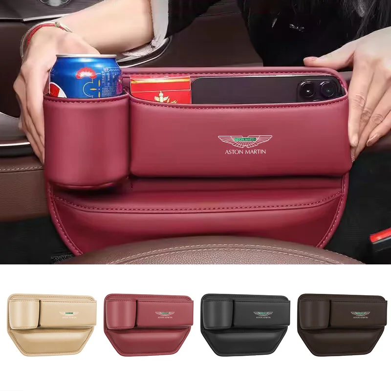 Organizador de cuero para asiento de coche, caja de almacenamiento, accesorios interiores para Aston Martin DBS Superleggera DB5 DB9 One-77 Vanquish Valour