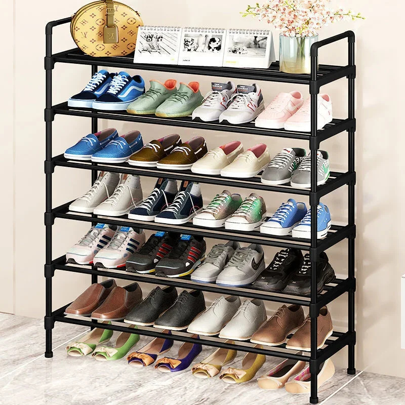 Fashion shoe rack metal simple shoe rack shoe storage rack bracket space saving living room black shoe rack