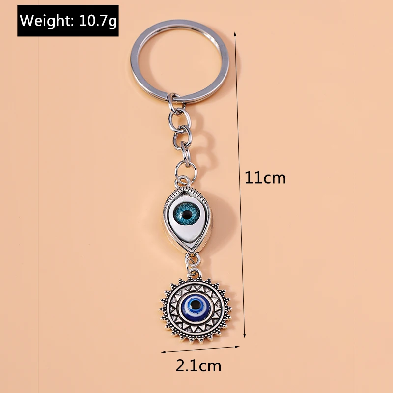Retro Legierung Türkische Glück Böse Augen Schlüsselbund Hamsa Hand Schlüssel Ring Anhänger für Frauen Mädchen Handtasche Dekor DIY Schmuck Geschenke – Detail 12