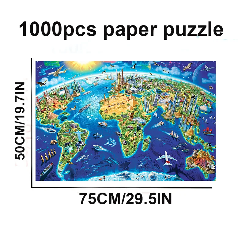 1000 sztuk papierowych puzzli World Landmark Jigsaw Family Party Atmosphere Dekoracja Interaktywna gra dla rodziców i dzieci