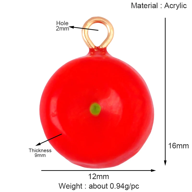 Arylic 3D Obst Erdbeere Traube Mango Durian Wassermelone Kirsche Granatapfel Charm Anhänger, Schmuck Halskette Armband Versorgung S18 – Detail 29