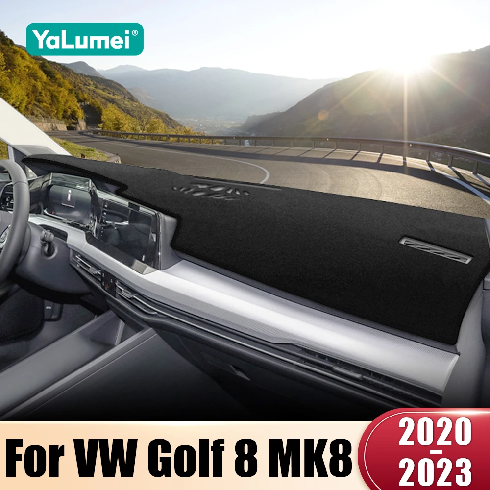Couverture de tableau de bord de voiture, pour Volkswagen VW Golf 8 MK8 R GTI r-line 2020 2021 2022 2023, évite les tampons lumineux, étui Anti-UV, tapis antidérapants
