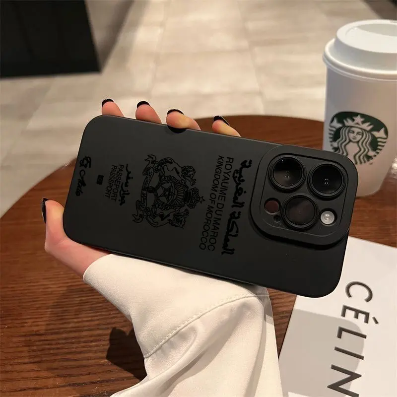 Luxury Morocco Passport Pupil Full Screen Case For iPhone 16 15 14 13 12 11 X XR Xs SE2 SE 8 7 Plus Pro Max Mini Silicone Cover