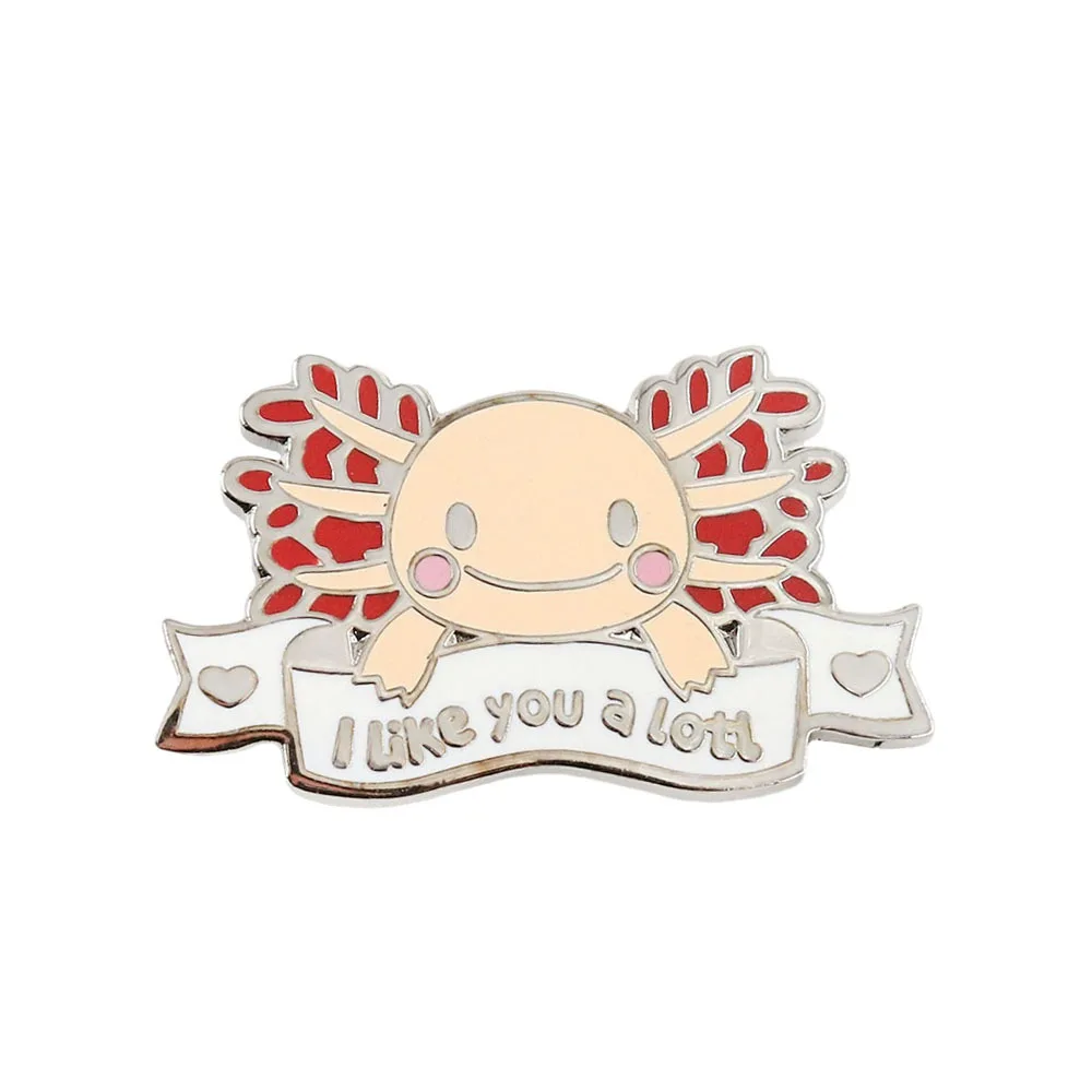 Animal Axolotl Enamel Pins I Like You A Lot Lapel Badge Brooch Decoration Jewelry