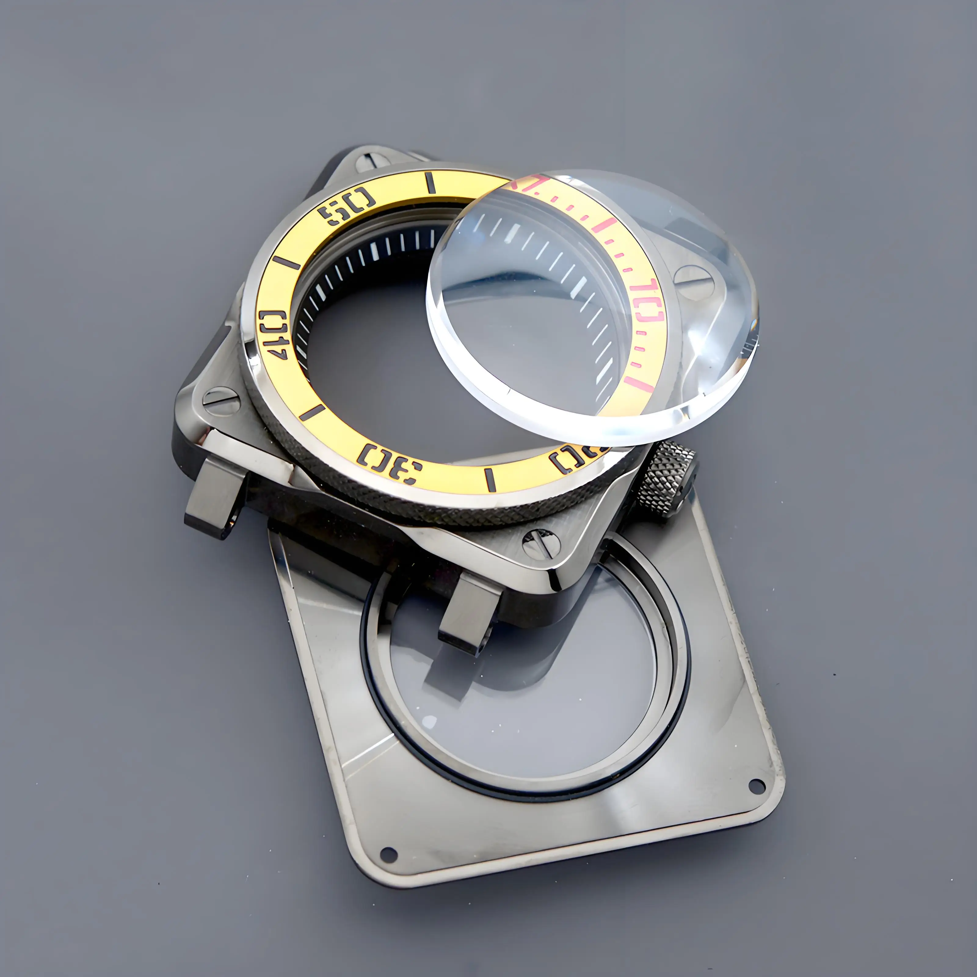 بندقية اللون مربع الرجال الغوص ساعة الياقوت كريستال 10ATM مقاوم للماء صالح NH34 NH35 NH36 NH38 NH39 ساعة أوتوماتيكية إصلاح أجزاء