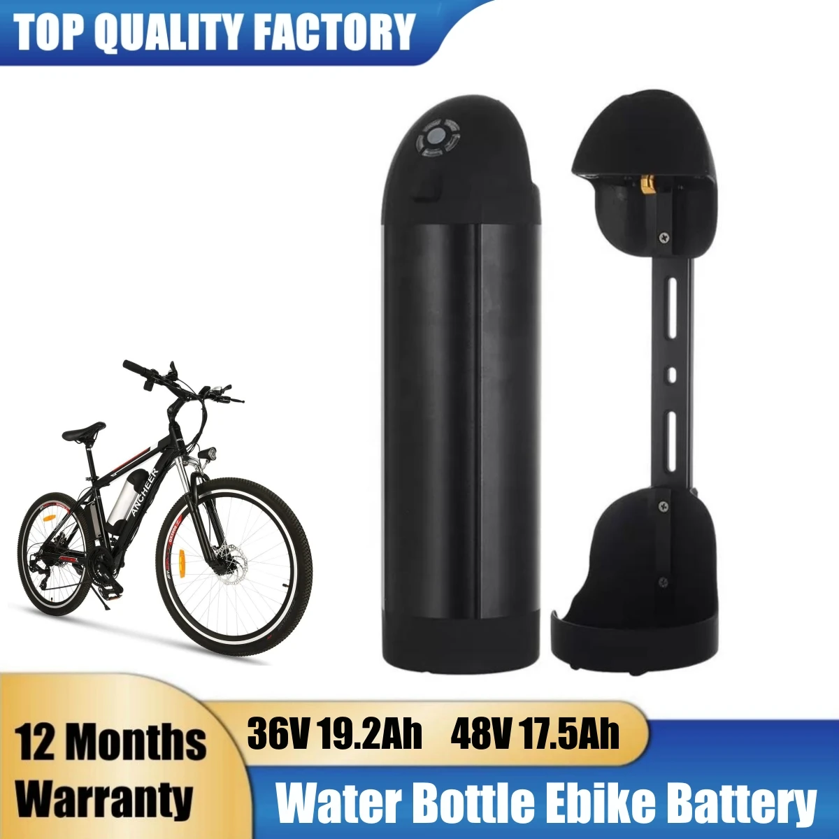 Lithium Ion Kettle Battery 36v 10.4Ah 16Ah 19.2Ah 48V 12.8ah 17.5Ah Water Bottle Electric Bike akku Rechargeable Batteries Pack