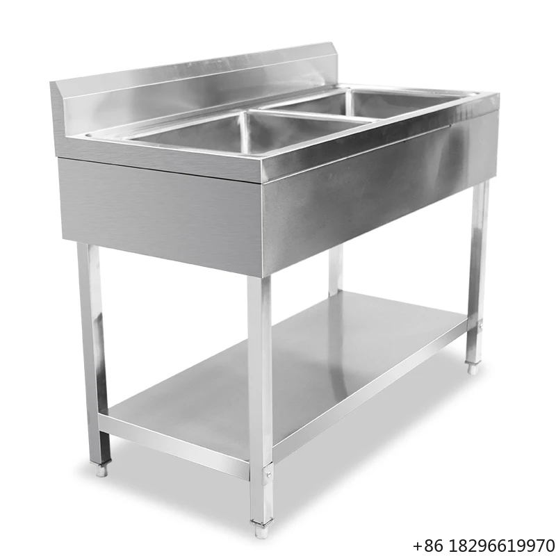 

High Quality 201/304 Stainless Steel Commercial Sink Custom Kitchen Freestanding Equipment Sink 1.5m