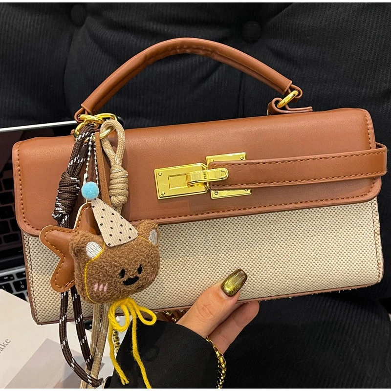 

Стильная квадратная сумка в стиле ретро с цветными блоками, универсальная сумка на плечо с цепочкой, элегантная изысканная женская сумка через плечо