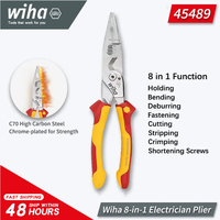 Wiha 8-in-1 Multi-Purpose Pliers Industrial Electrician Insulated Wire Strippers 1000V VDE Test Simple to Use 45489