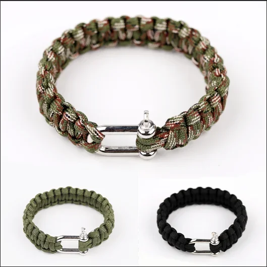 

Fashion Paracord Bracelet U-shaped Shackle Horseshoe Buckle O-shaped Screwbuckle Outdoor Climbing Emergency Survival Accessory