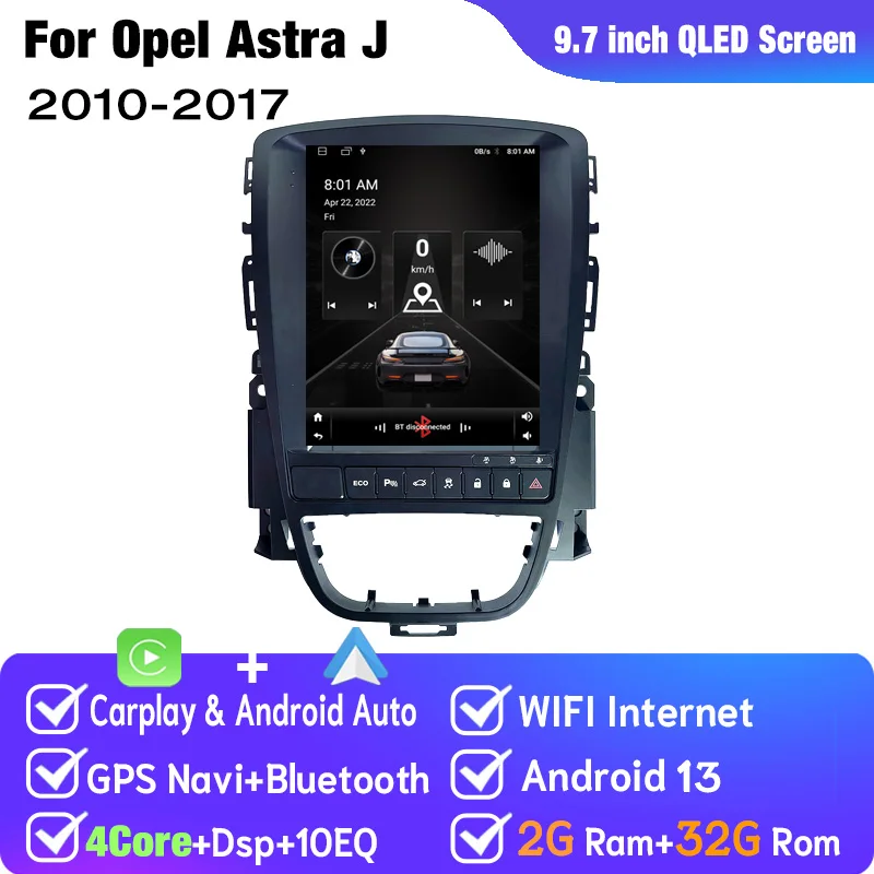 Android 14 Auto Multimedia GPS Voor Opel Astra J Vauxhall Buick Verano 2010-2017 Radio Verticaal Scherm Carplay Tesla stijl ECO