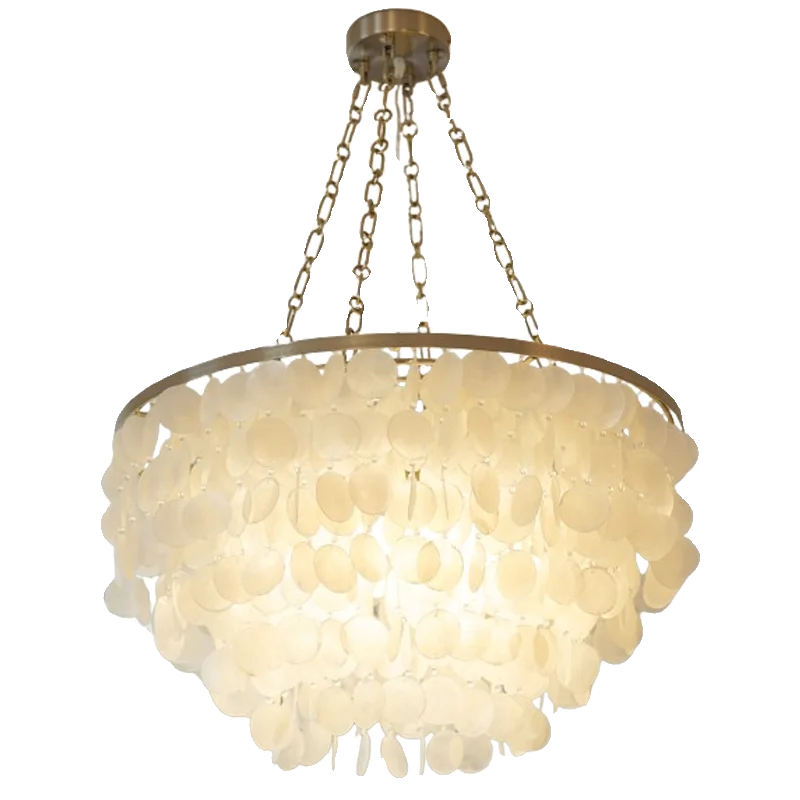 

French pastoral cream retro pearl shell chandelier living room dining room bedroom modern Nordic wind chimes mica lamps
