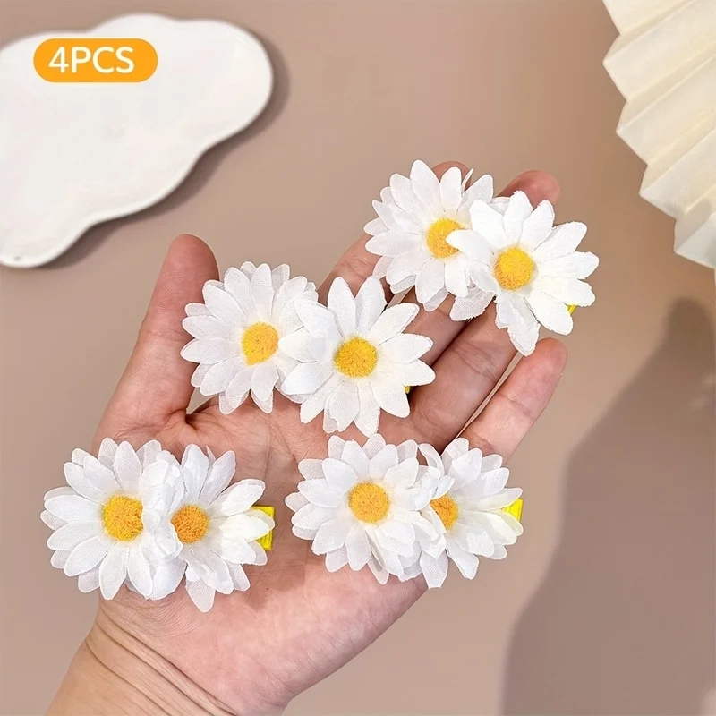 Daisy Hair Clips, Sun‑flower Artificial Flower Hair Barrettes, Bridal Updo Hair Accessories, Party Photo Decor Small Chrysanthem