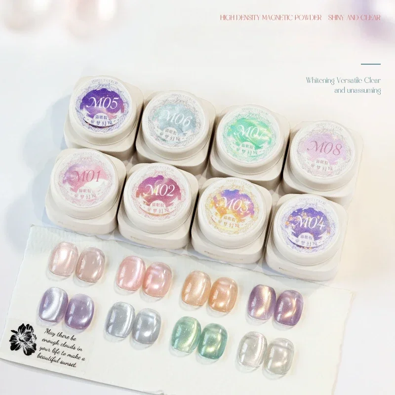 

8Colors 5ml Translucent Cat Eye Nail Gel Glitter Cat Magnetic Nail Art Polish Semi Permanent Soaking UV LED Nail Salon Manicure