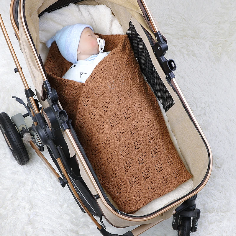 Babydeken Katoenen Gebreide Geruite Kinderwagen Wrap Swaddle Peuter Baby Meisje Jongen Beddengoed Wieg Bank Effen Quilts Super Zacht