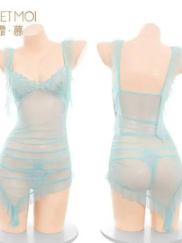 Feimu Paris Love Heart Perspective Chest-Exposing Dress Elegant Temptation Sexy Tank Mini Dress Sheer Korean Women Top 214P