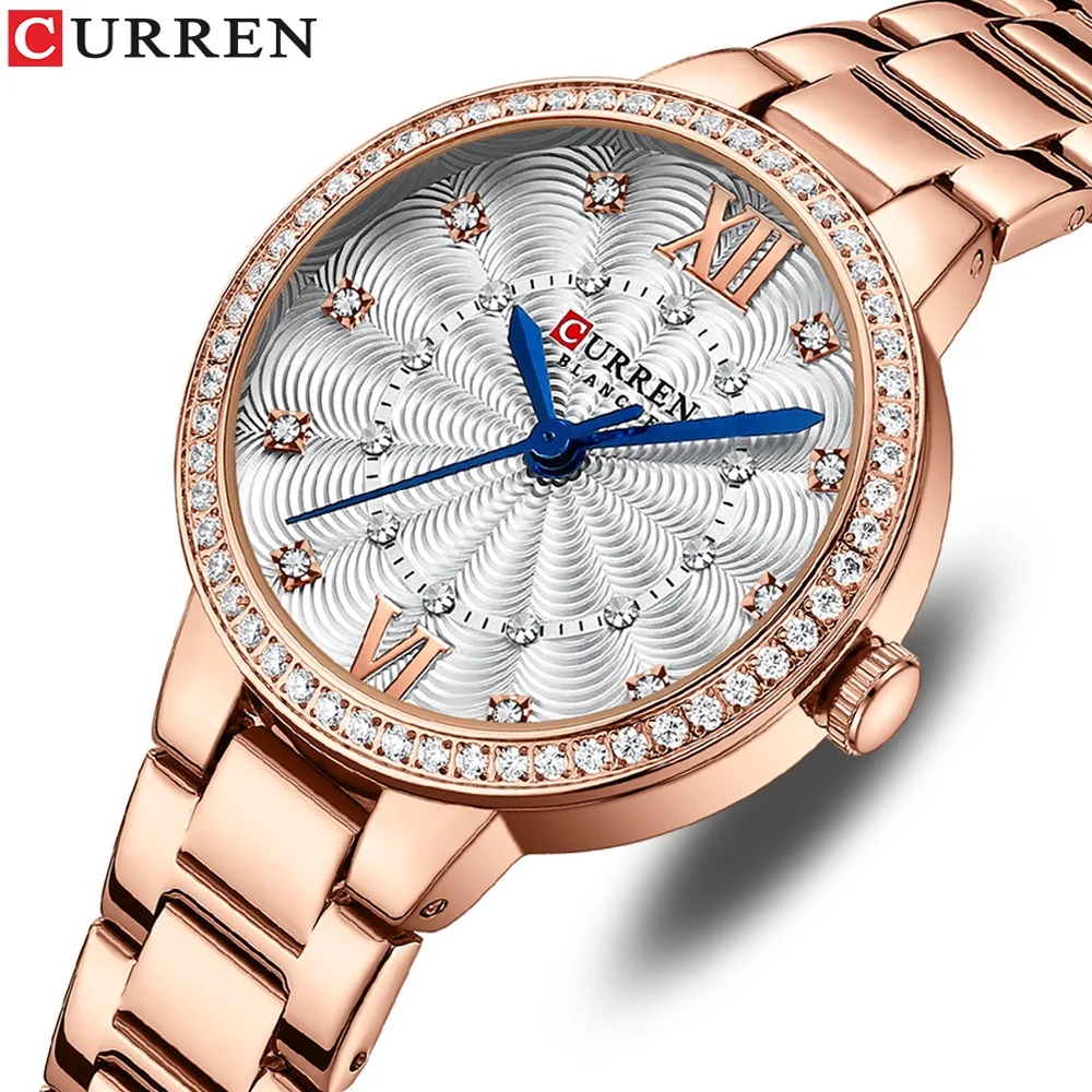 CURREN 9085 Women's Watch Fashionable Elegant Simple Steel Strip Clock Casual Wristwatch for Ladies Gift