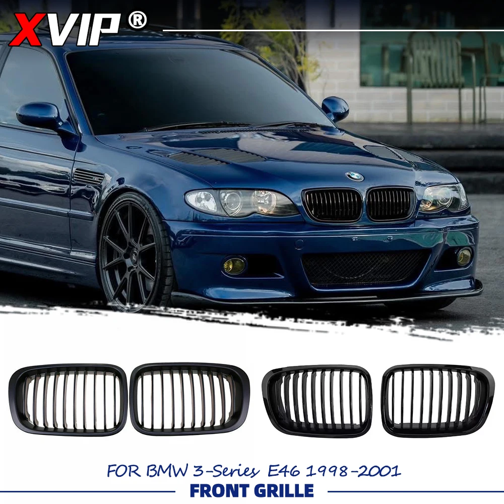 

Матовая черная решетка радиатора XVIP в стиле Single Line для BMW 3-й серии E46 1998-2001, 4-дверный передний бампер