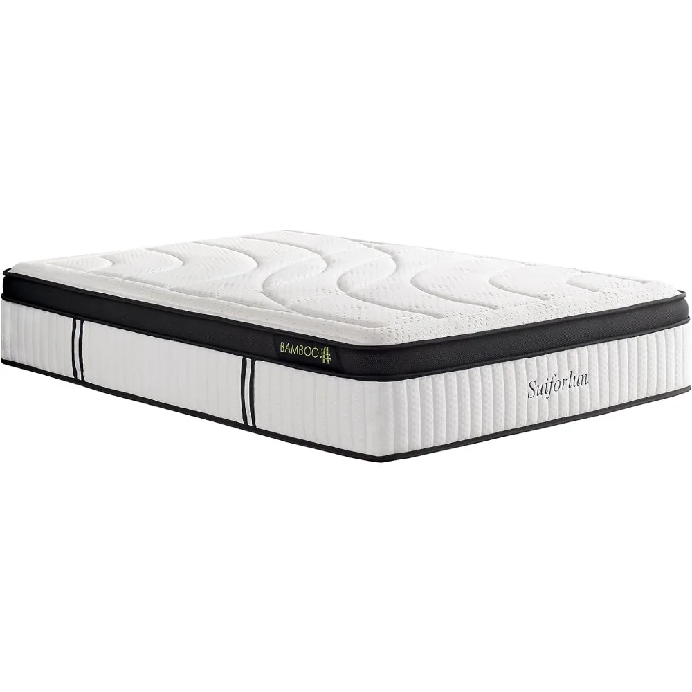 

King Mattress, 14 Inch Hybrid Gel Memory Foam and Innerspring Mattress, Euro Top Luxury Mattress with 7 Premium Layers,