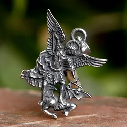 New Stainless Steel Catholic Patron Saint Pendant Michael St. Michael The Archangel Pendant Necklace Dropshipping fior gift