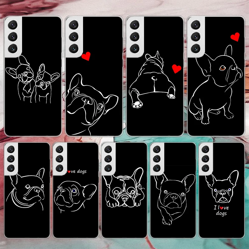 French Bulldog Black White Soft Phone Case For Samsung Galaxy M12 M21 M30S M31 M32 Note 20 Ultra 10 Lite 9 8 J4 J6 Plus + M51 M5