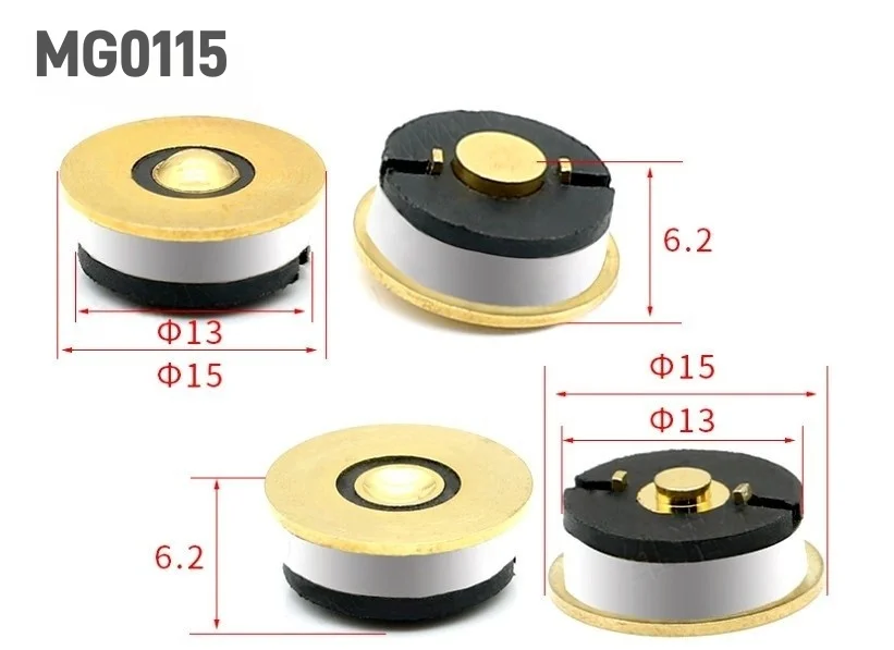 Magnetischer runder Pogo-Pin-Stecker, 10 A, männlich, weiblich, Metall, federbelastet, 1-poliges DC-Ladegerät, 16 AWG-Draht, M12-Gewinde, Gold – Detail 8