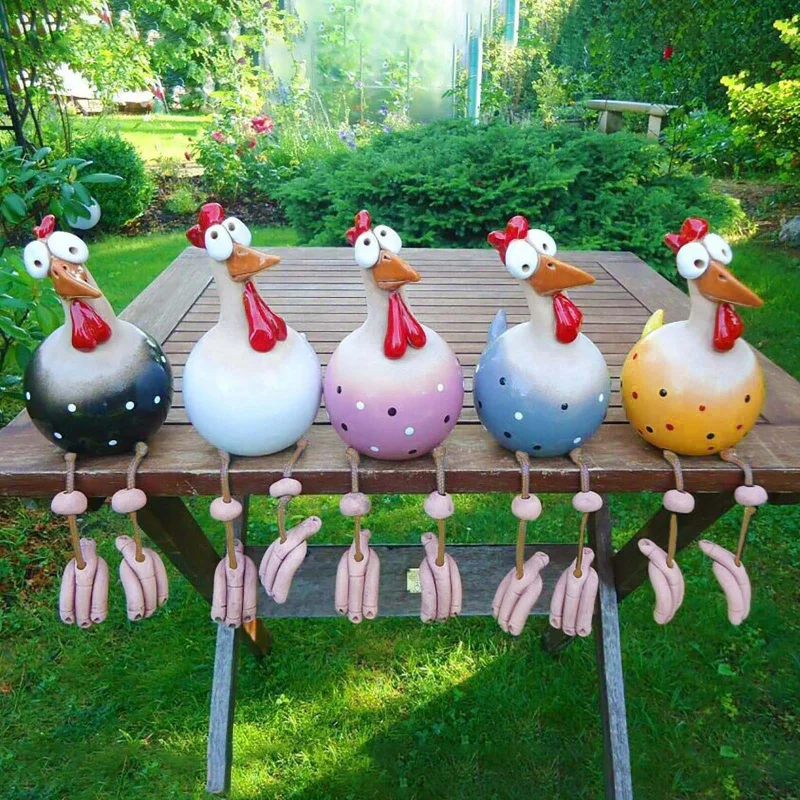 Cross-Border Big-eyed Hanging Leg Chicken Dazed Chicken Cute Hen Chick Garden Decoration Outdoor Gardening Ornament