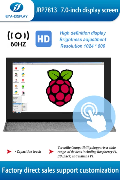 LCD Convenient Portable Display Screen Five Point Touch IPS with Speakers Suitable for Raspberry Pi/Game Console/Monitor/Window