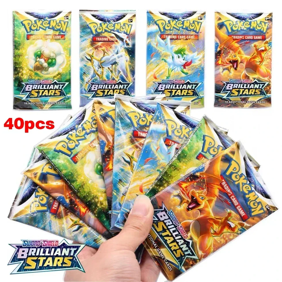 36/40pcs Pokemon Cards GX Vmax EX Mega Origin Brilliant Stars Card Shining Game Collection Battle Transaction Card Holiday Gifts