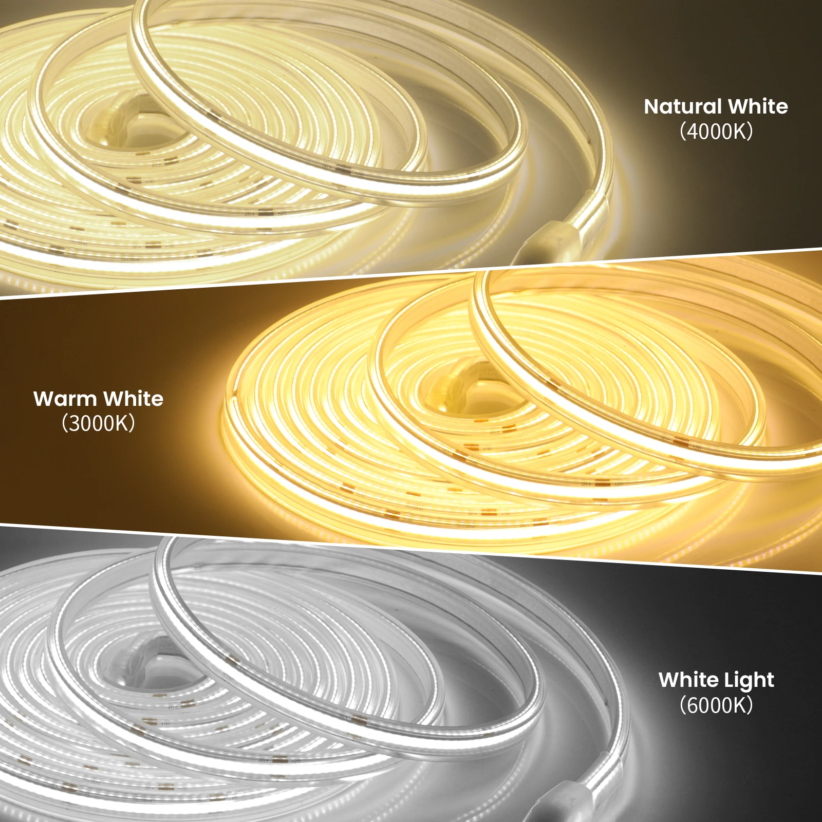 DC24V COB LED Strip Light IP65 Outdoor Waterproof 320LEDs/m High Bright Flexible Linear Lighting Warm White/Natural White/White