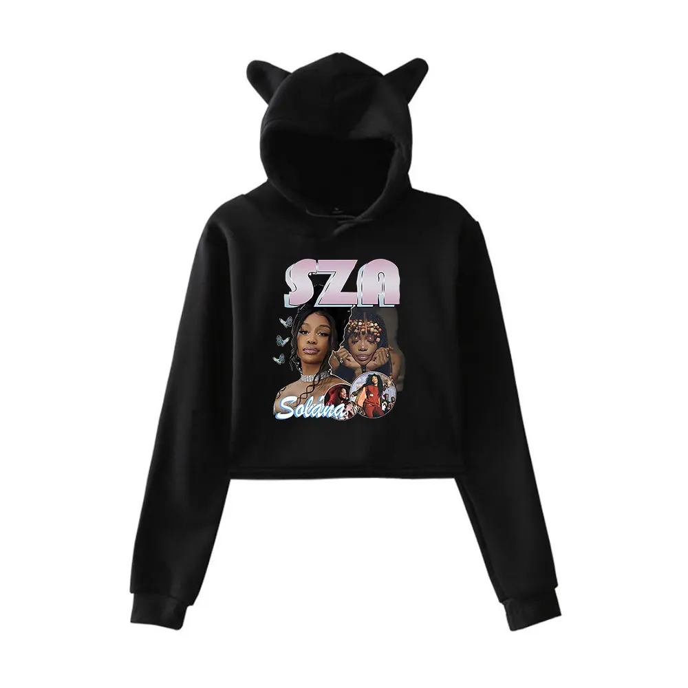 

Rapper SZA Good Day Crop Top Hoodie Harajuku Cropped Sweatshirt Streetwear Hip Hop Long Sleeves Pullover Tops Sudaderas Mujer