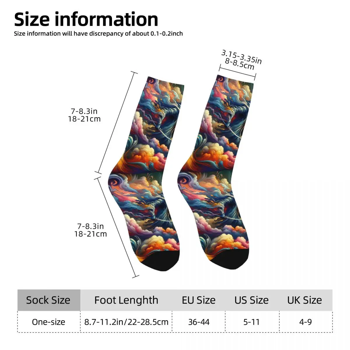 Colorful Auspicious Clouds Grim Reaper Ghost Sock Printed Man Polyester