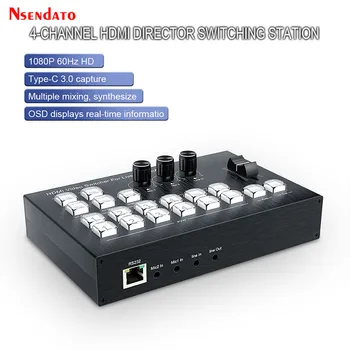 Commutateur de multi-caméras vidéo HDMI 4K, 4 canaux, pour diffusion en direct, production de streaming, centre commercial, station d'enregistrement de type C