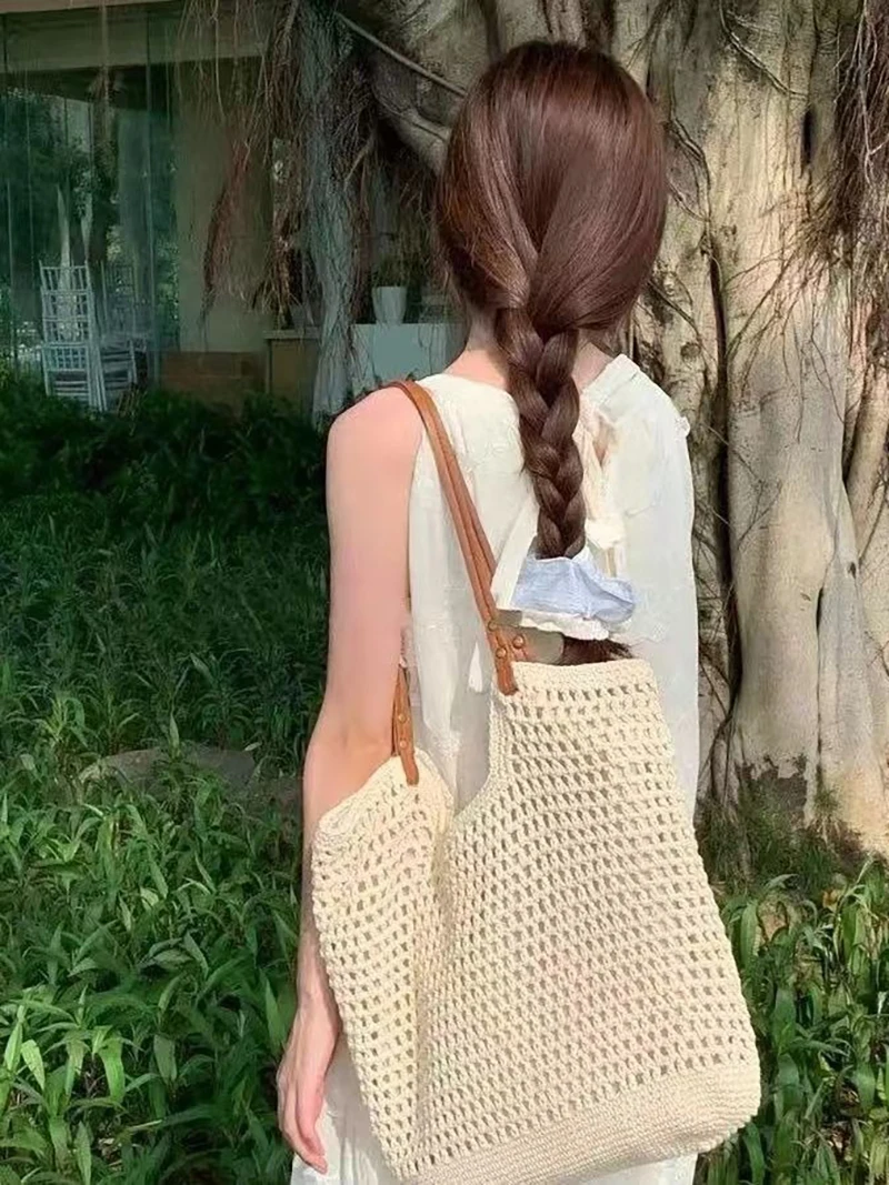 Lässige Umhängetaschen mit großer Kapazität Luxus Frauen Mode Sommer weben Tasche Urlaub Strand Handtaschen trend ige Arbeit einkaufen