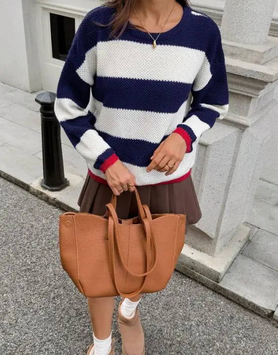 

Универсальная шерстяная полосатая рубашка для отдыха и отдыха на осень и зиму 2022, свитер, женская одежда